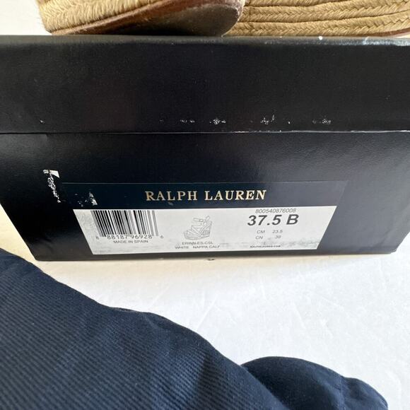 Ralph Lauren Purple Label Erin Espadrille Wedge Platform White Leather 37.5 - Picture 16 of 16